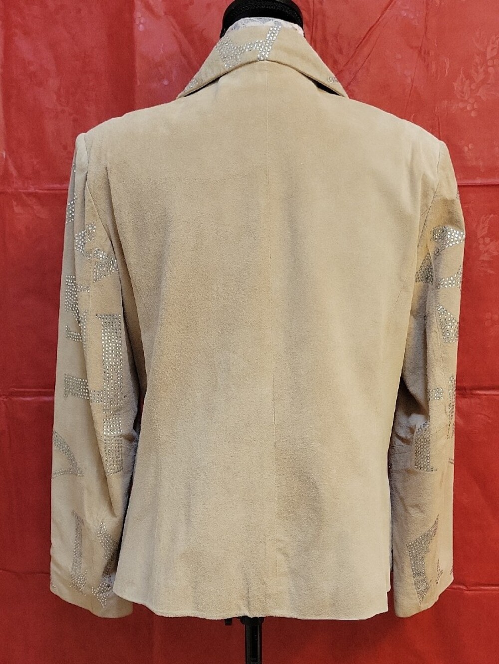 Women's Rhinestone Embellished Suede Jacket - Picture 3 of 10
